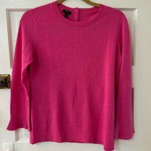 Talbots Pink Sweater Size MP, with gold button detail and small bell sleeve